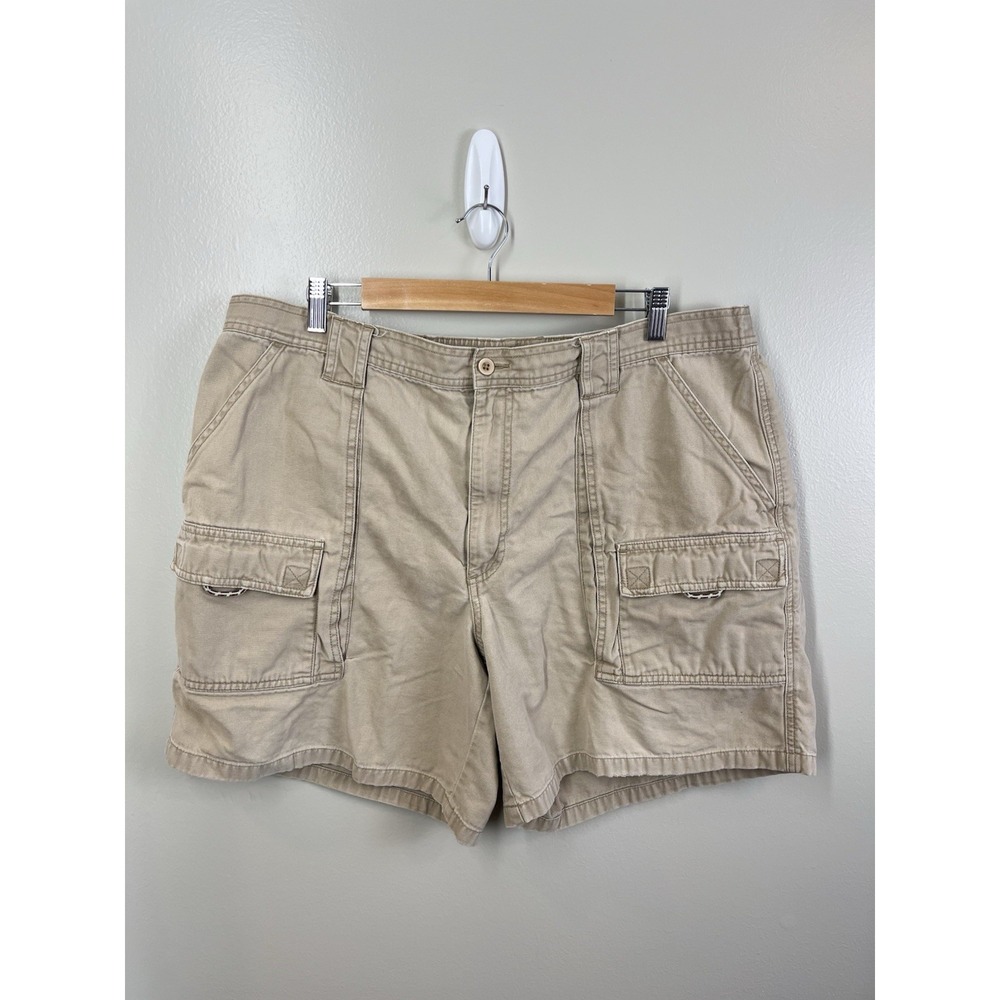LL Bean Vtg Cargo Comfort Shorts Mens 40 Khaki Cotton Utility Pockets Outdoor